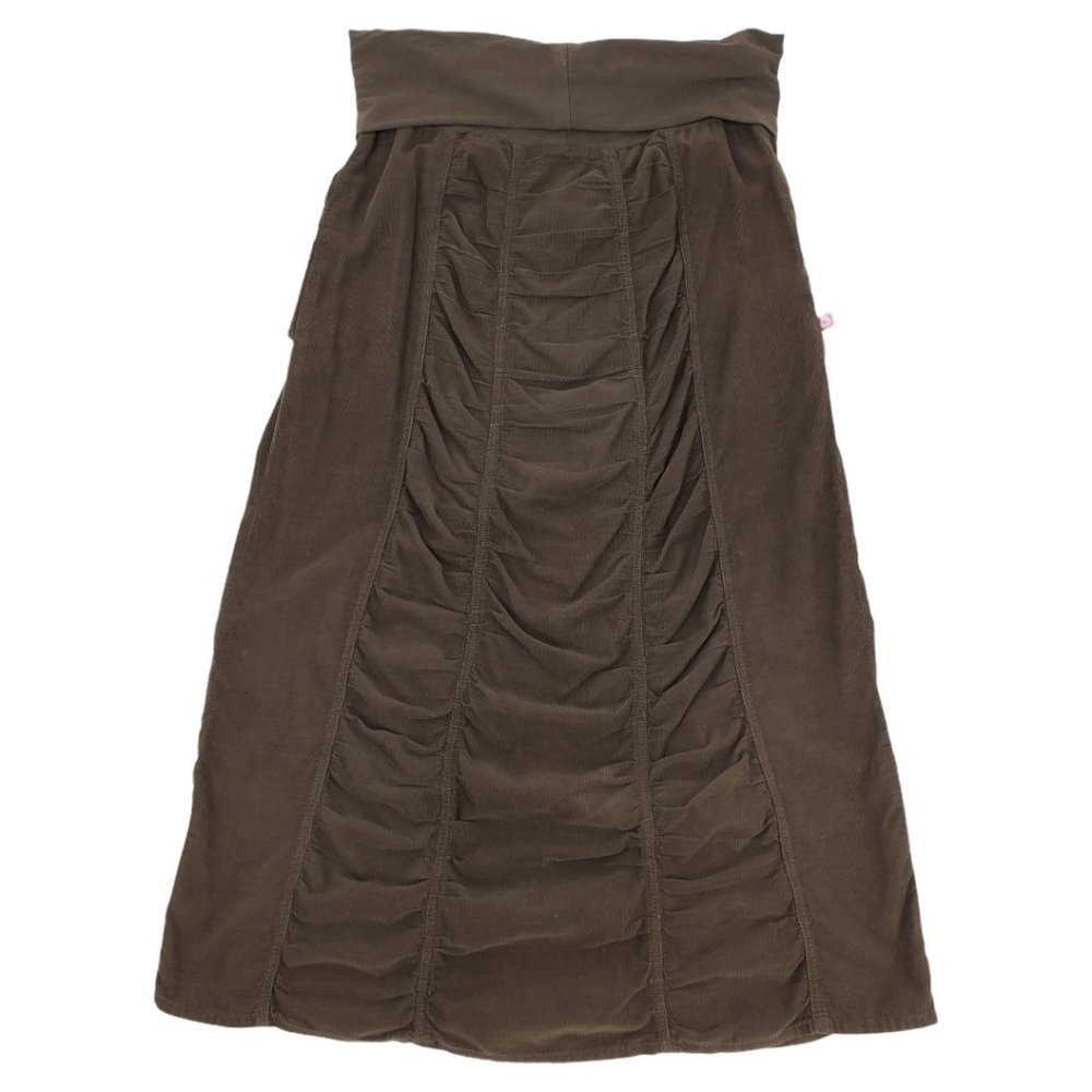 XCVI Brown Ruched Panel Corduroy Maxi Skirt